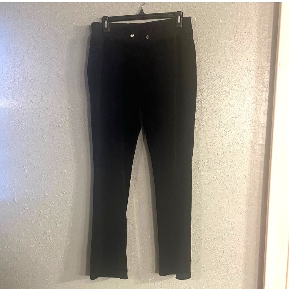 Vtg Young USA Womens Straight Leg Lg Black Stretchy Lounge Pants Y2K Athleisure